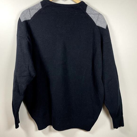 BULLOCK & JONES Men's 100% Scottish Lambswool Black Argyle Sweater XL Preppy - Picture 3 of 8